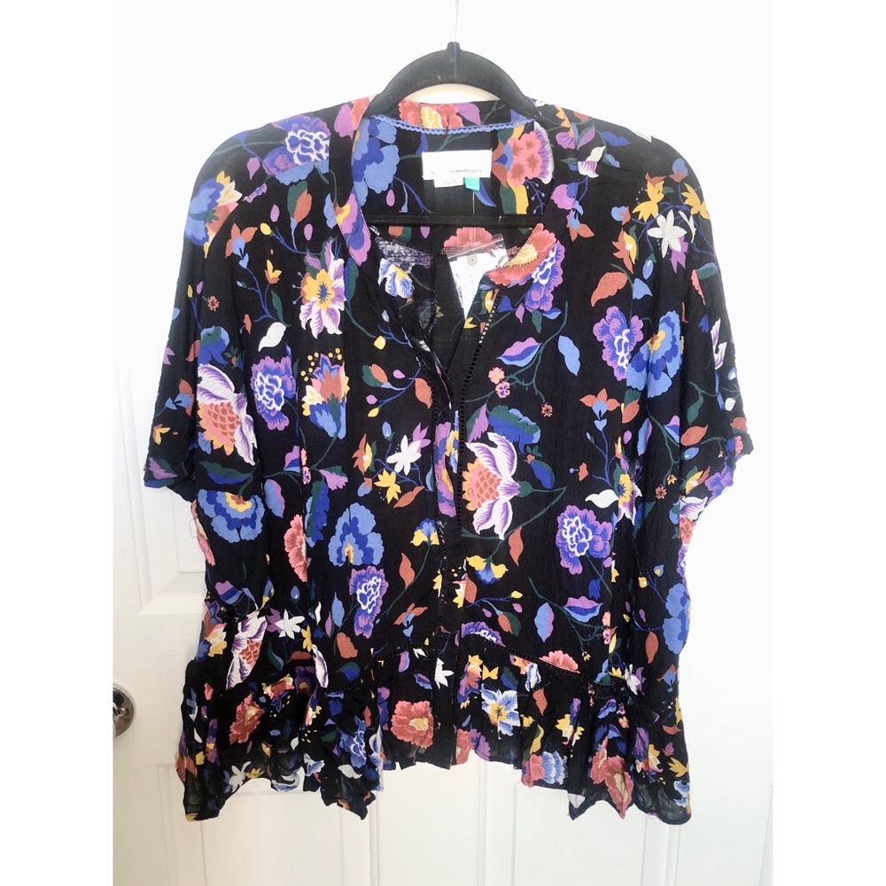 Anthropologie Plus Size Josie Dolman Floral Blouse - Picture 3 of 10